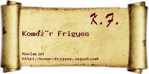 Komár Frigyes névjegykártya