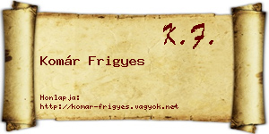 Komár Frigyes névjegykártya